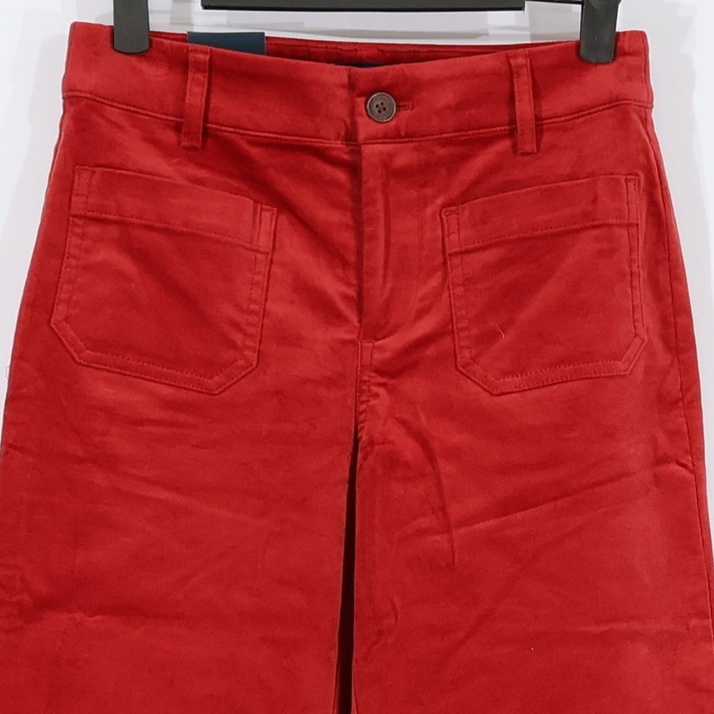 J.Crew Lizzie Pant Women 24 Red Corduroy Wide Leg High Rise Patch Pocket $138NWT - Picture 5 of 15